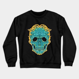 Skull head turquoise with art vintage gold. Crewneck Sweatshirt